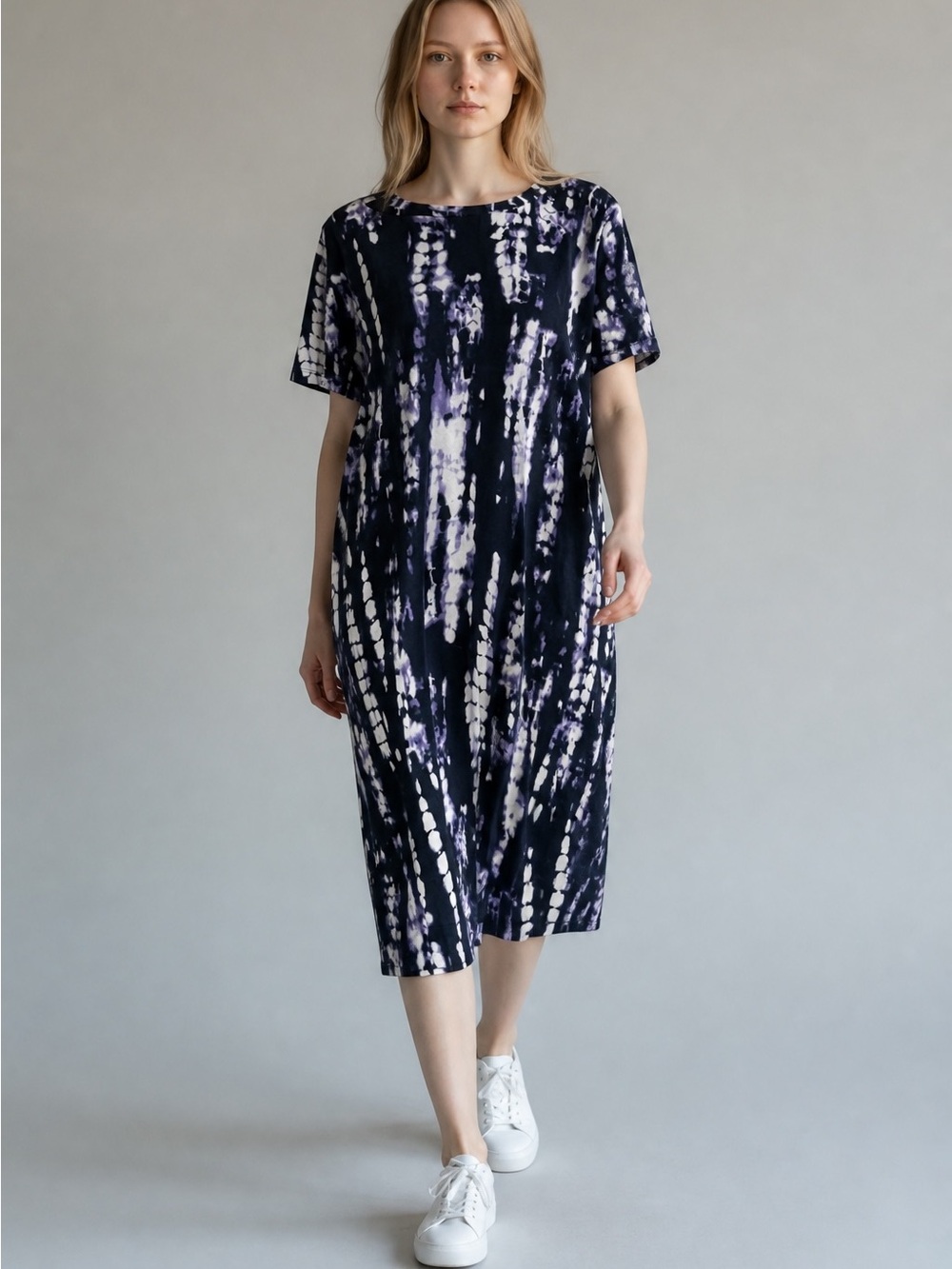 Ellen Tracy Indigo tie-dye T-shirt Dress Size XL - Picture 2 of 8